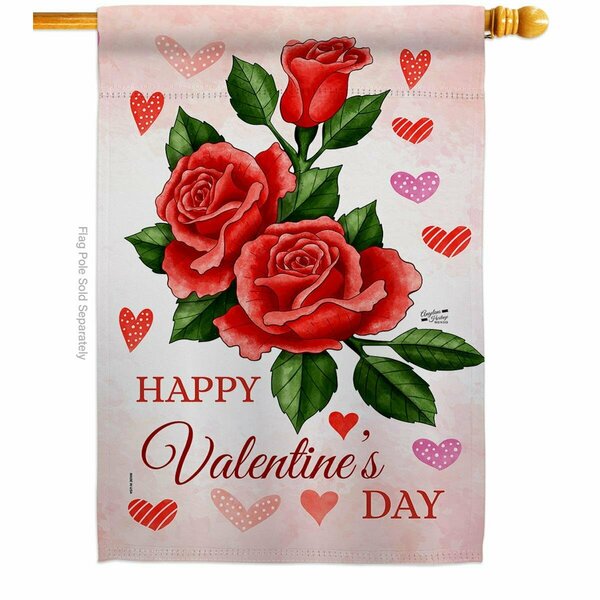 Patio Trasero 28 x 40 in. Valentines Rose House Flag with Spring Double-Sided Vertical Decoration Banner Garden PA4212740